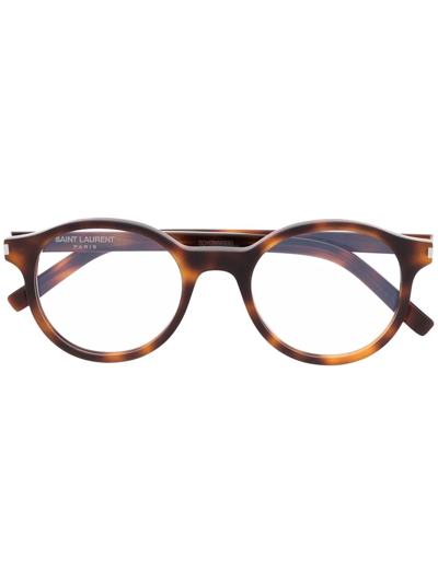 Saint Laurent Round-frame Glasses In Braun