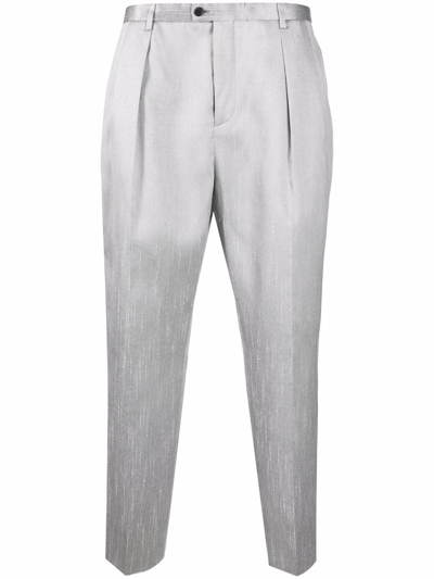 Saint Laurent Tailored-cut Trousers In 8106 - Argent