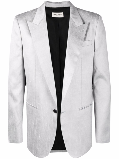 Saint Laurent Single-breasted Suit Blazer In Grey