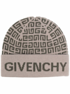 Givenchy 4g Double-faced Wool Beanie Hat In Beige