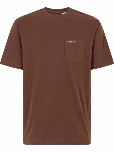 Supreme Short-sleeve Pocket T-shirt In Braun