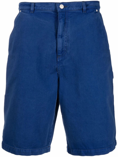 Kenzo Logo-patch Denim Bermuda Shorts In Electric Blue