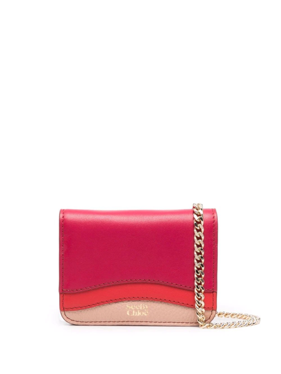 See By Chloé Colour-block Leather Wallet In Rosa