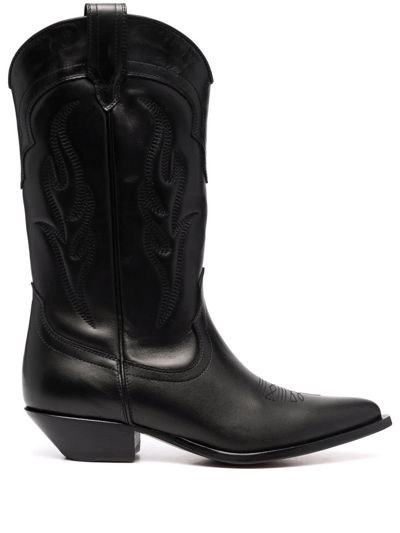 Sonora 35mm Santafe Leather Western Boots In Black