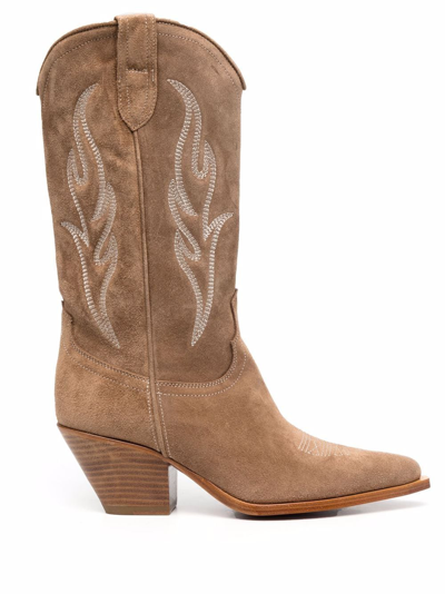 Sonora Santafe Suede Western Boots In Brown