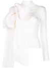 Atu Body Couture Bow-detail Roll-neck Top In Weiss