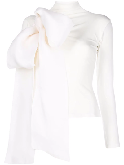 Atu Body Couture Bow-detail Roll-neck Top In White