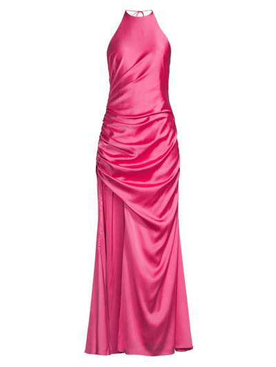 Fame And Partners The Ashe Halter Dress In Hot Pink