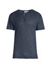 ONIA MEN'S SHORT-SLEEVE LINEN HENLEY