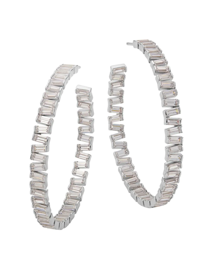 Adriana Orsini Women's Revelry Sterling Silver & Cubic Zirconia Inside-out Hoop Earrings