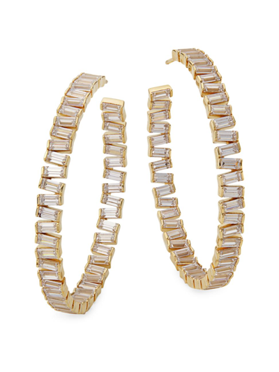 Adriana Orsini Women's Revelry 18k-gold-plated & Cubic Zirconia Inside-out Hoop Earrings