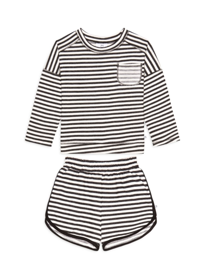 Miles And Milan Kids' Baby's & Little Girl's 2-piece The Sena Set In Oatmeal Black
