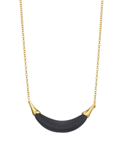 Alexis Bittar Crescent 14k Goldplated Lucite Necklace In Black