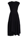 Frame Gathered Seam Dress In Noir
