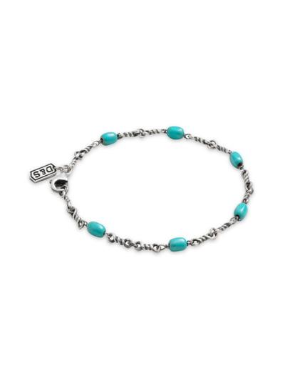 Degs & Sal Men's Sterling Silver & Turquoise Twisted Cable Chain Bracelet