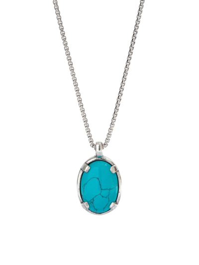 DEGS & SAL MEN'S STERLING SILVER & TURQUOISE PENDANT NECKLACE