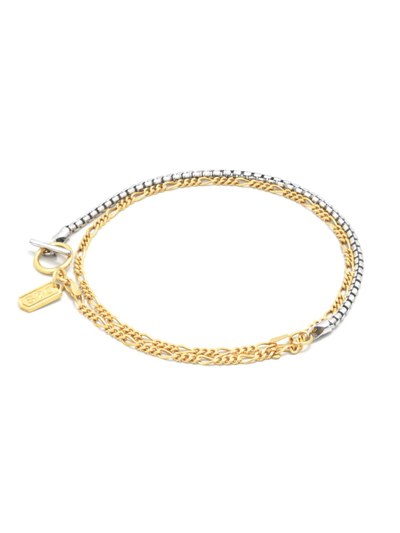 Degs & Sal Dual Chain Bracelet In Rhodium & 14k Gold Plated Sterling Silver