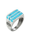DEGS & SAL MEN'S STERLING SILVER & TURQUOISE ELEMENTS RING