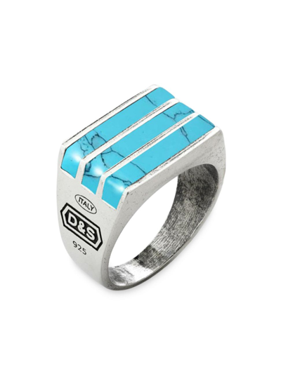 Degs & Sal Men's Sterling Silver & Turquoise Elements Ring