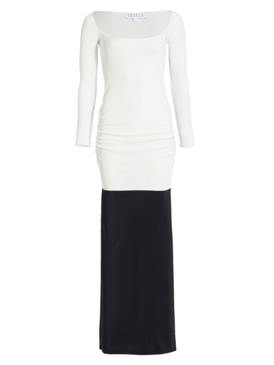 Izayla Colourblock Maxi Dress In White Black