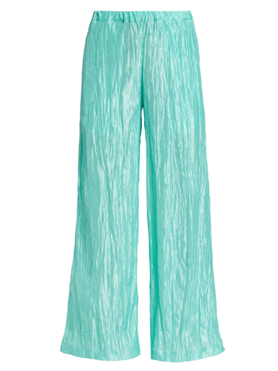 Izayla Crinkled Taffeta Trousers In Tiffany Blue