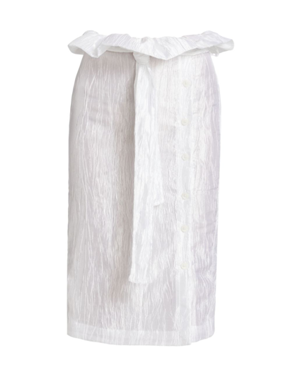 Izayla Crinkled Taffeta Pleated Skirt In White