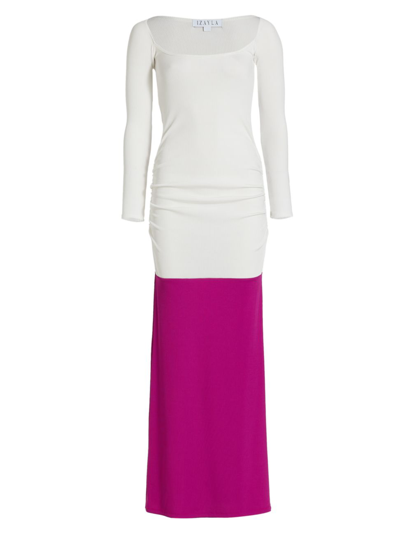 Izayla Colorblock Maxi Dress In White Pink