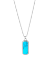 DEGS & SAL MEN'S STERLING SILVER & TURQUOISE FRAME PENDANT NECKLACE