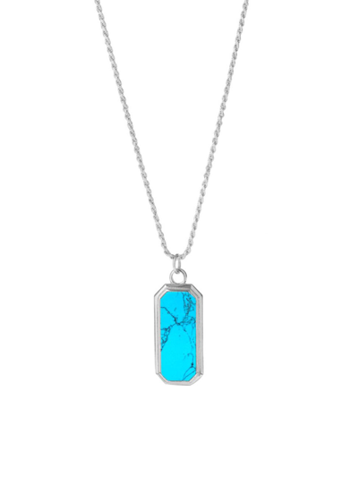 Degs & Sal Turquoise Pendant Necklace In Rhodium Plated Sterling Silver, 24