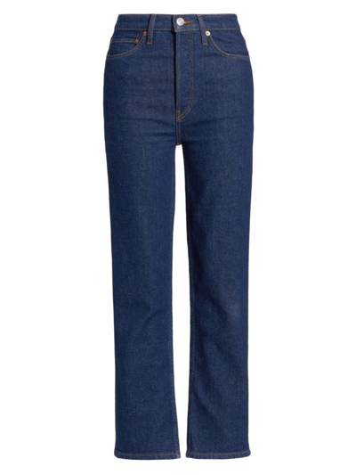 Re/done 70s Ultra High-rise Stovepipe Stretch Crop Jeans In Rigid Like