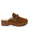 GIANVITO ROSSI WOMEN'S SUEDE BRAIDED CLOGS