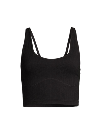 Yummie Jules Cropped Ribbed Bralette In Black