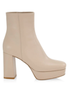 Gianvito Rossi Daisen Vitello 95 Blush Leather Ankle Boots In Mousse