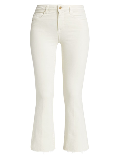 L Agence Kendra High Rise Crop Flare Jeans In Blanc In Vintage White