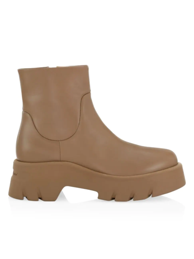 Gianvito Rossi Glove Leather Lug-sole Ankle Boots In Camel