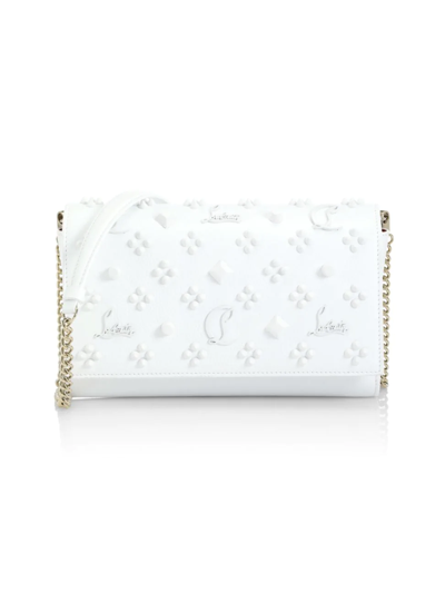 Christian Louboutin Women's Paloma Studded Leather Clutch In Bianco Bianco