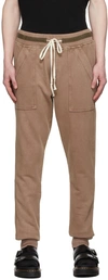 Greg Lauren Patch-pocket Cotton-jersey Track Pants In Brown