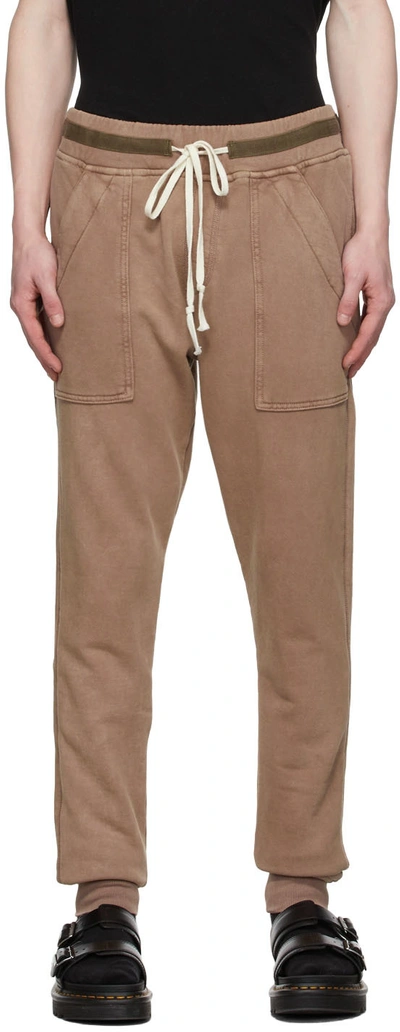 Greg Lauren Patch-pocket Cotton-jersey Track Trousers In Brown