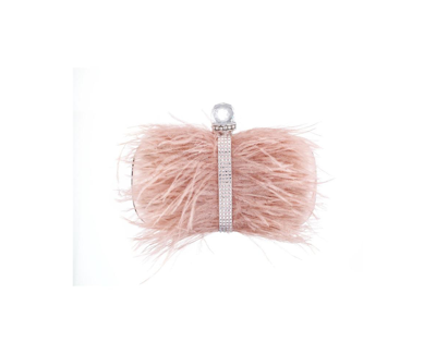Nina Women's Feather Embellished Minaudiere Clutch In Pearl Rose