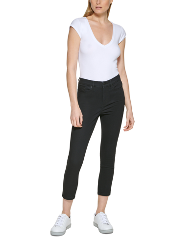 Calvin Klein Jeans Est.1978 Petite High Rise 25" And 27" Skinny Ankle Jeans In Jet Black