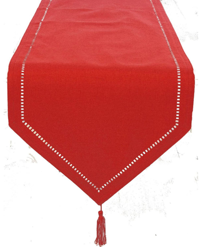 Xia Home Fashions Melrose Cutwork Hemstitch Table Runner, 16" X 90" In Red
