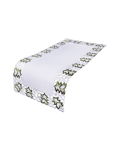 Xia Home Fashions Tannenbaum Embroidered Cutwork Table Runner, 34" X 16" In Open White