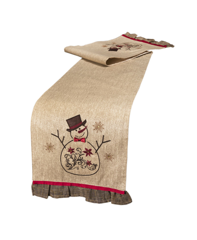 Manor Luxe Snowman Embroidered Collection Table Runner, 72" X 13" In Light Pastel Brown