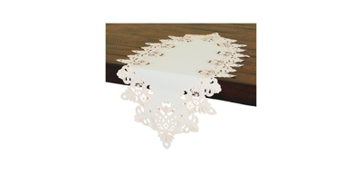Xia Home Fashions Victorian Lace Embroidered Cutwork Spring Table Runner, 16" X 34" In Pink