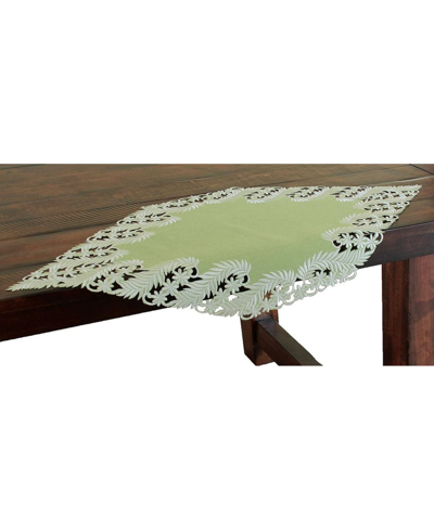 Xia Home Fashions Laurel Embroidered Cutwork Spring Table Runner, 16" X 34" In Green