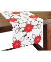 XIA HOME FASHIONS HOLIDAY POINSETTIA EMBROIDERED CUTWORK TABLE RUNNER, 36" X 16"