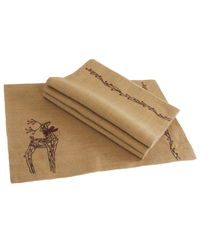 Xia Home Fashions Rustic Reindeer Jute Placemats In Open Brown