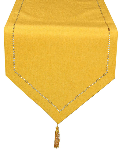 Xia Home Fashions Melrose Cutwork Hemstitch Table Runner, 16" X 90" In Gold