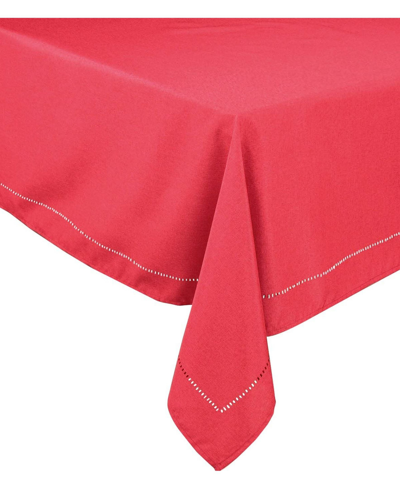 Xia Home Fashions Melrose Cutwork Hemstitch Tablecloth, 70" X 104" In Red