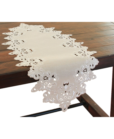 Xia Home Fashions Victorian Lace Embroidered Cutwork Spring Table Runner, 16" X 34" In Ivory